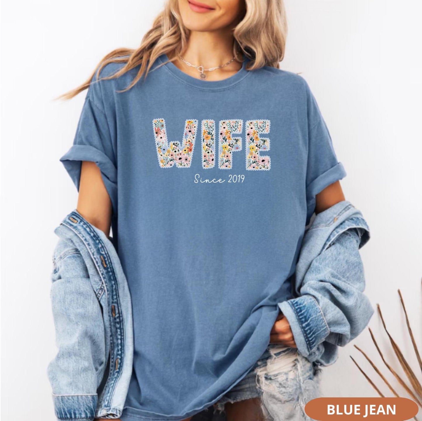 Comfort Colors Floral Wifey Shirt | Personalized Married Life Tee | Anniversary Gift For Wife