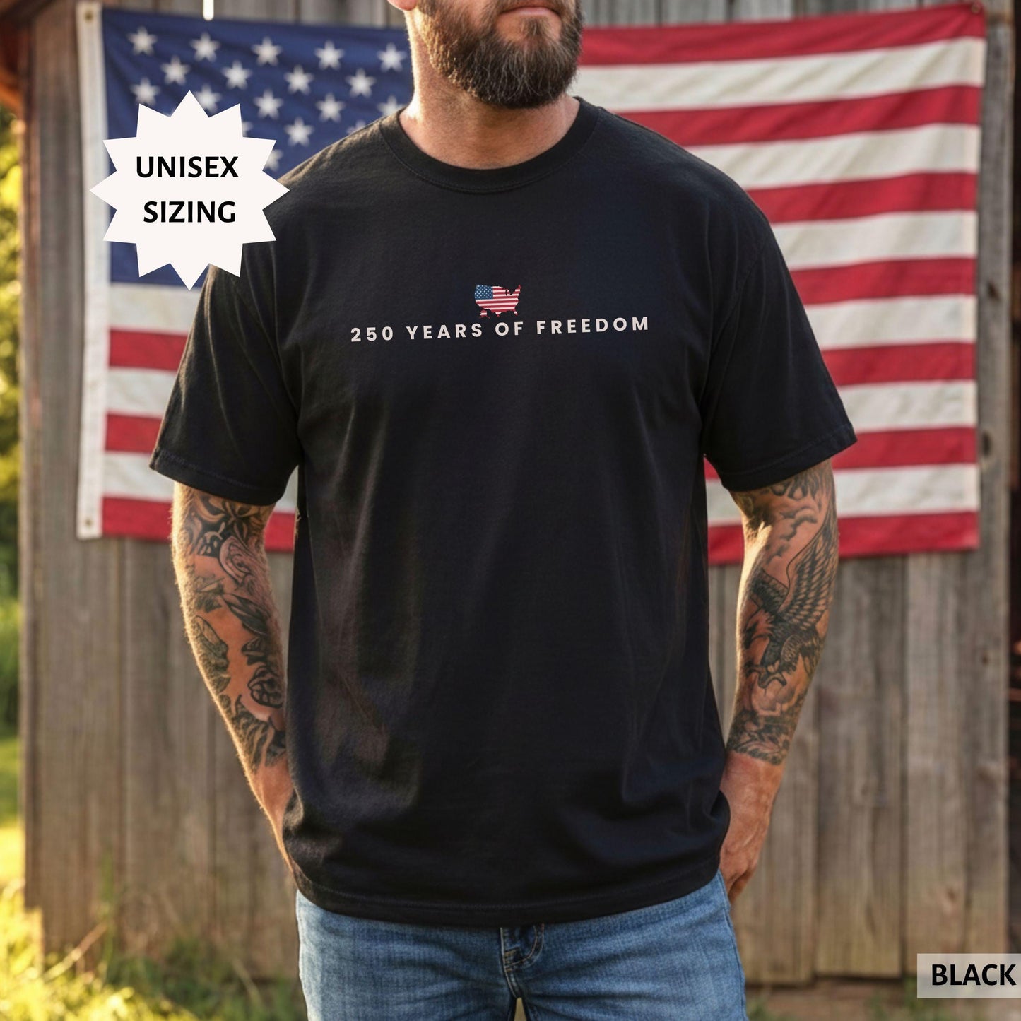 250 Years Of Freedom USA Anniversary Shirt | American 250 Merchandise | 4th Of July Graphic Tee