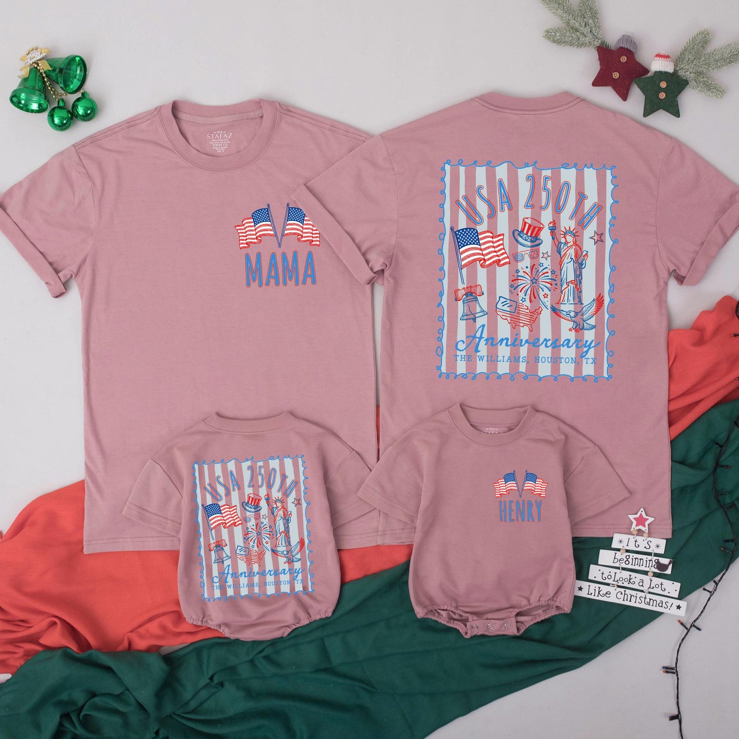 USA 250th Anniversary Front And Back Shirt | Personalized 4th Of July Flag Outfits | Matching Family Tee