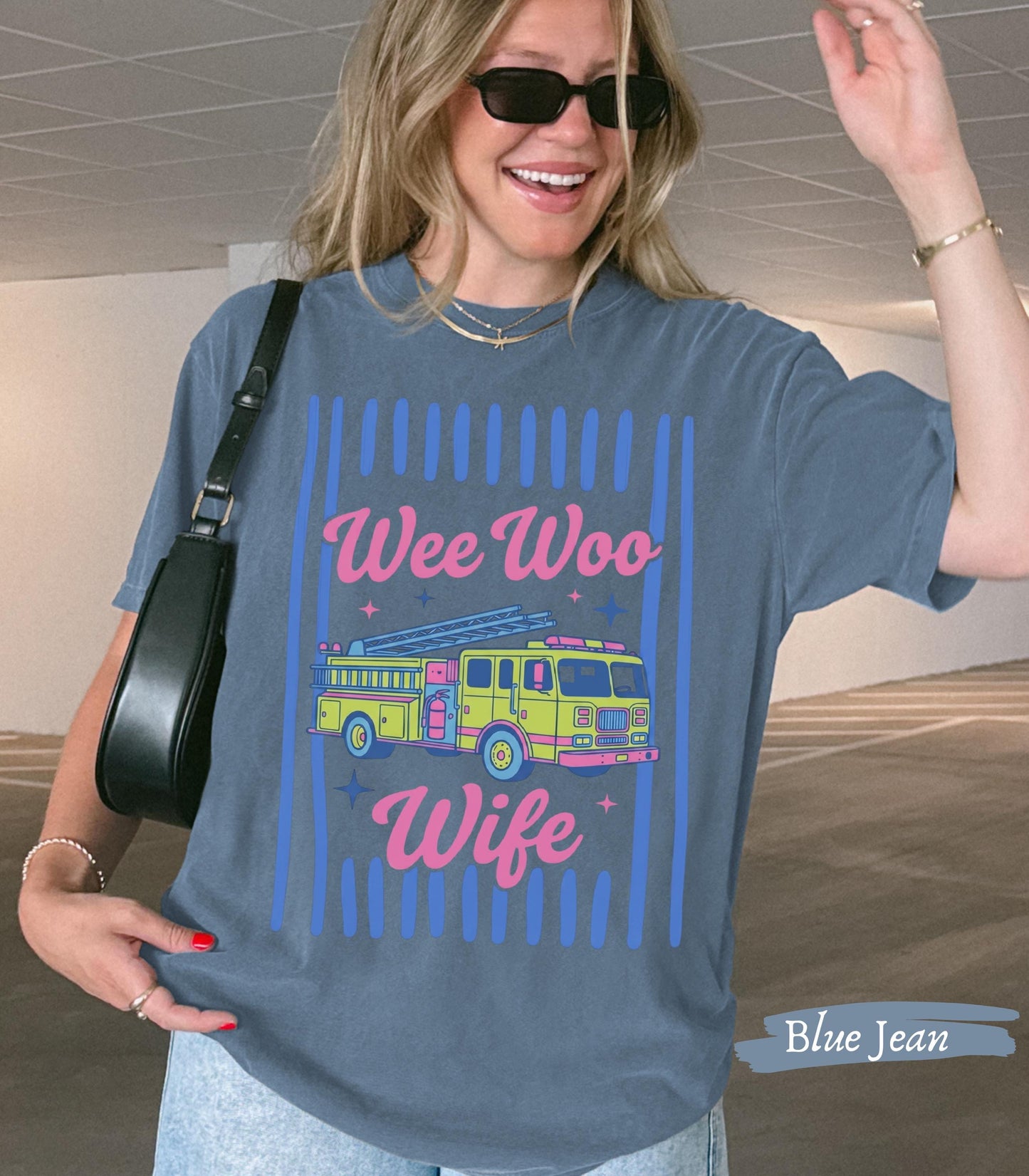 Wee Woo Wife Shirt | Firefighter Wife Comfort Colors Tee | Fire Truck Graphic Fire Wife Gift