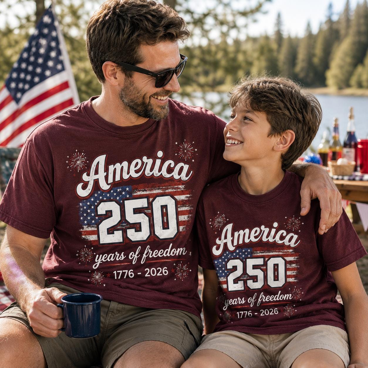 America 250 Shirt | Matching Father Son 4th Of July Tees | USA 1776 To 2026 Family Top