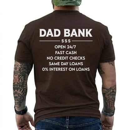 Funny Dad Bank T-Shirt for Men – “Open 247, No Credit Checks” Graphic Tee, Perfect Father’s Day Gift for Dad, Husband, Funny Family Humor Shirt