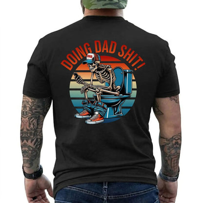Funny Dad Shirt Doing Dad Shit Skeleton Graphic Tee Vintage Retro Dad Life T-Shirt