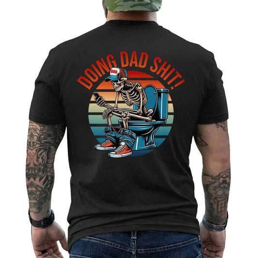 Funny Dad Shirt Doing Dad Shit Skeleton Graphic Tee Vintage Retro Dad Life T-Shirt