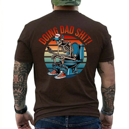 Funny Dad Shirt Doing Dad Shit Skeleton Graphic Tee Vintage Retro Dad Life T-Shirt