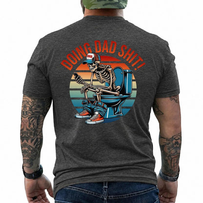 Funny Dad Shirt Doing Dad Shit Skeleton Graphic Tee Vintage Retro Dad Life T-Shirt