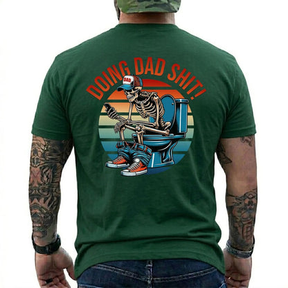 Funny Dad Shirt Doing Dad Shit Skeleton Graphic Tee Vintage Retro Dad Life T-Shirt