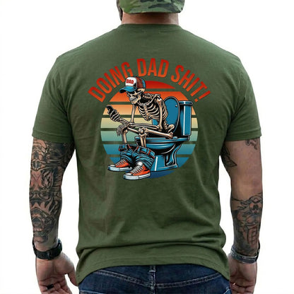 Funny Dad Shirt Doing Dad Shit Skeleton Graphic Tee Vintage Retro Dad Life T-Shirt