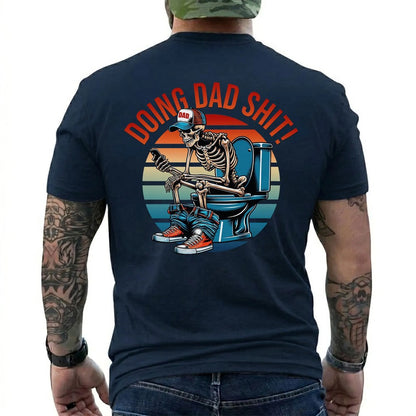 Funny Dad Shirt Doing Dad Shit Skeleton Graphic Tee Vintage Retro Dad Life T-Shirt