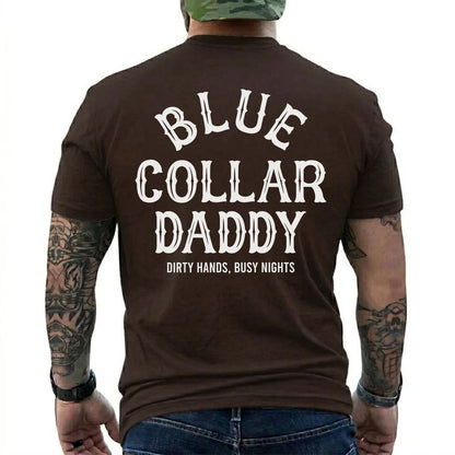 Dirty Hands, Busy Nights Blue Collar Daddy Shirt in Dark Chocolate