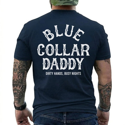 Dirty Hands, Busy Nights Blue Collar Daddy Shirt in Navy