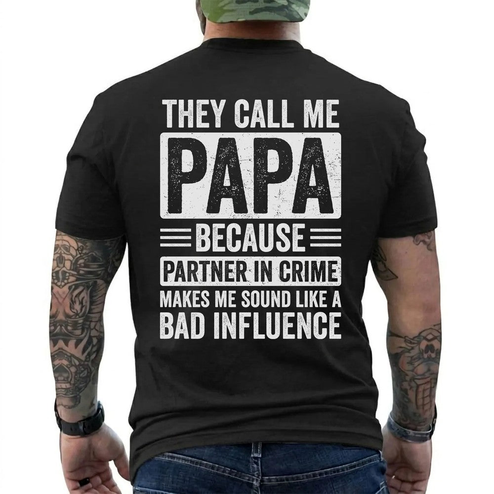 Grandpa Papa Partner in Crime Shirt in Black