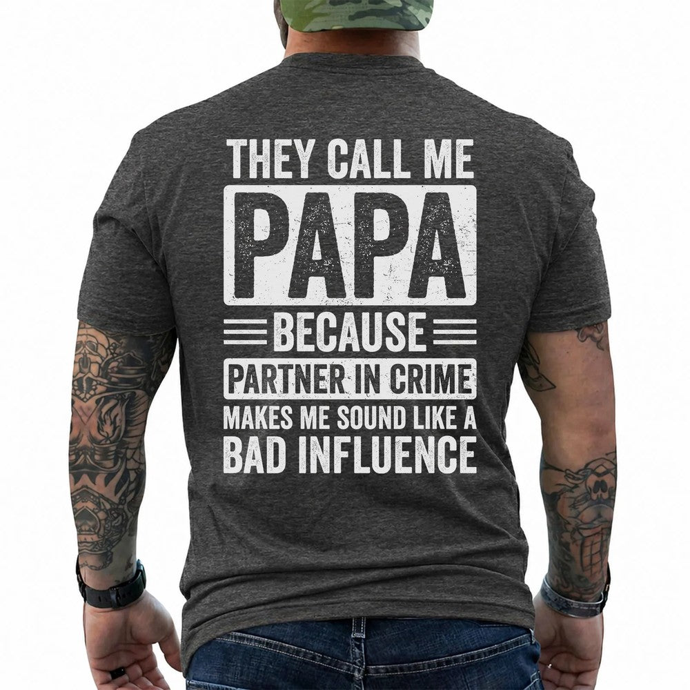 Grandpa Papa Partner in Crime Shirt in Dark Heather