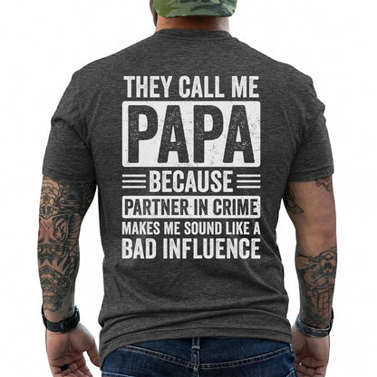 Grandpa Papa Partner in Crime Shirt in Dark Heather