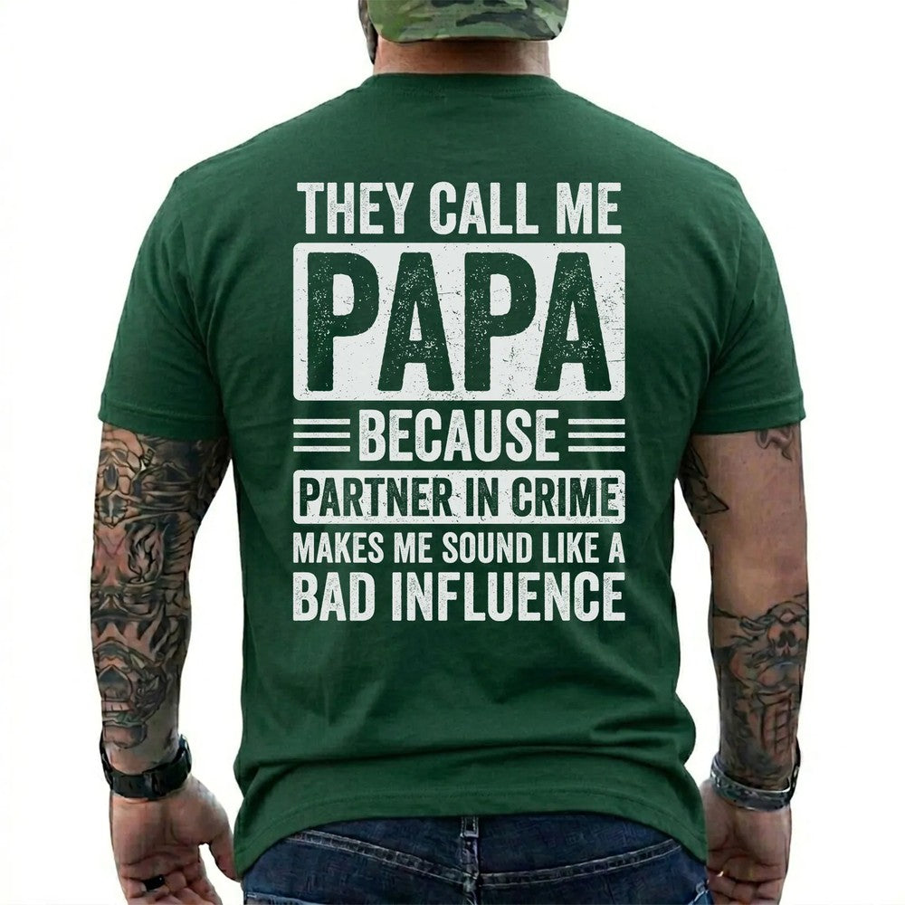 Grandpa Papa Partner in Crime Shirt in Forest Green
