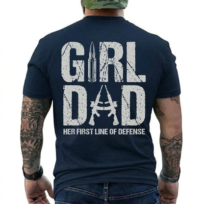 Girl Dad, Her First Line of Defense Shirt in Navy