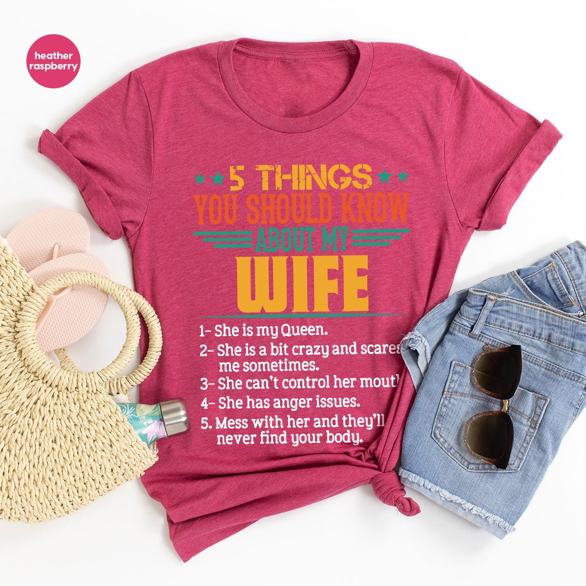 Funny Husband 5 Things About My Wife T Shirt | Sarcastic Best Husband Tee | Joke Gift From Wife