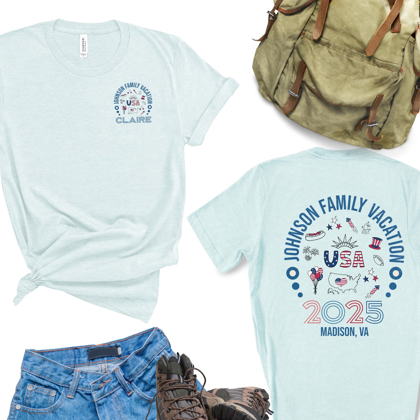 Custom Patriotic Family Vacation Shirts, Matching Group Reunion tee Family Trip 2026 Independence Day Lake Life, 4th of July Camping Cousins