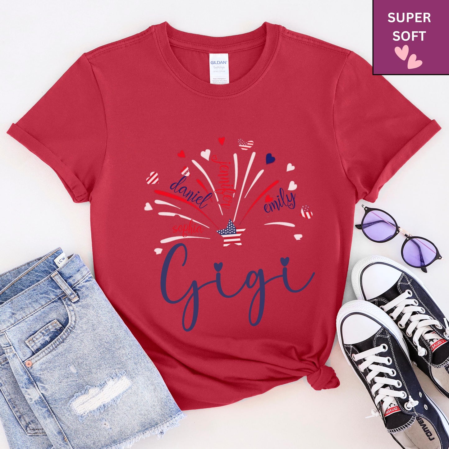 Custom 4th of July Grandma Shirt: Patriotic Nana Shirt With Grandchild Names