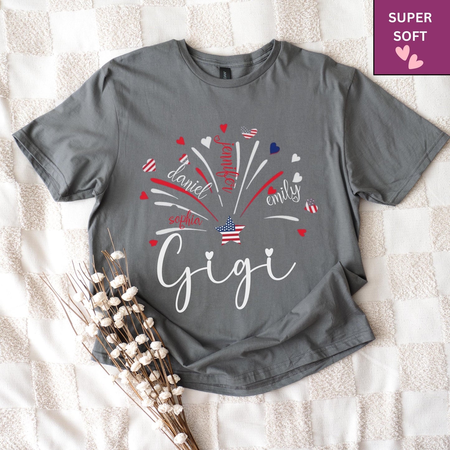 Custom 4th of July Grandma Shirt: Patriotic Nana Shirt With Grandchild Names