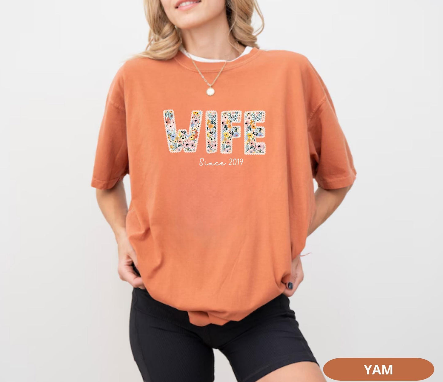 Comfort Colors Floral Wifey Shirt | Personalized Married Life Tee | Anniversary Gift For Wife