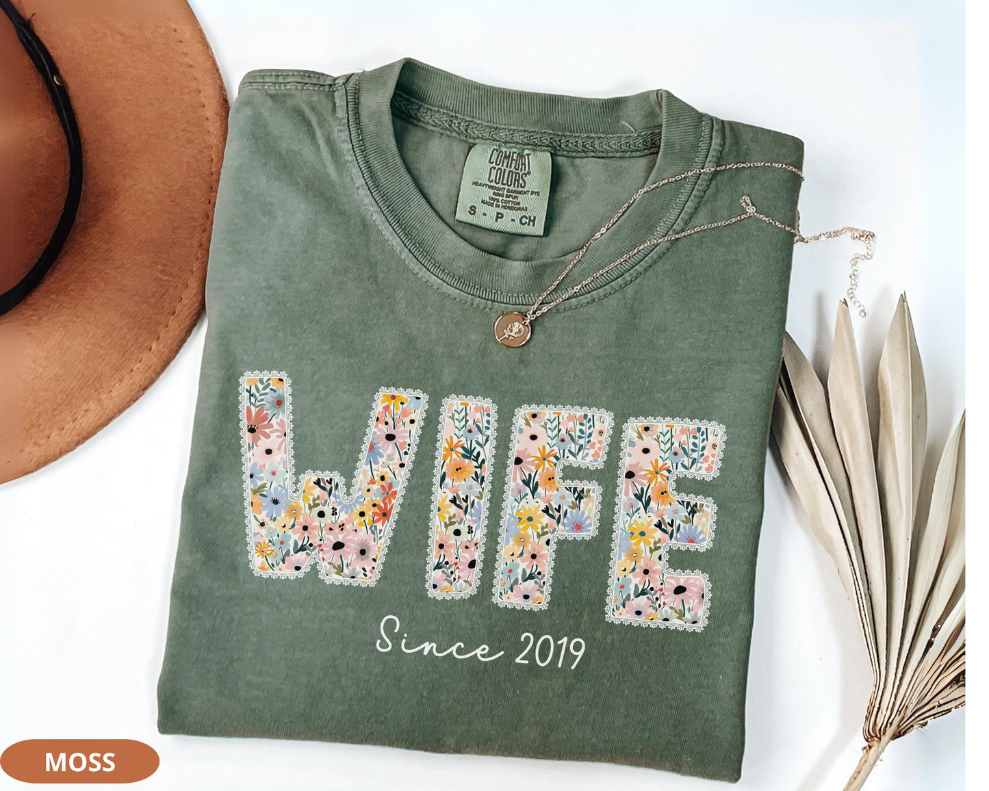 Comfort Colors Floral Wifey Shirt | Personalized Married Life Tee | Anniversary Gift For Wife