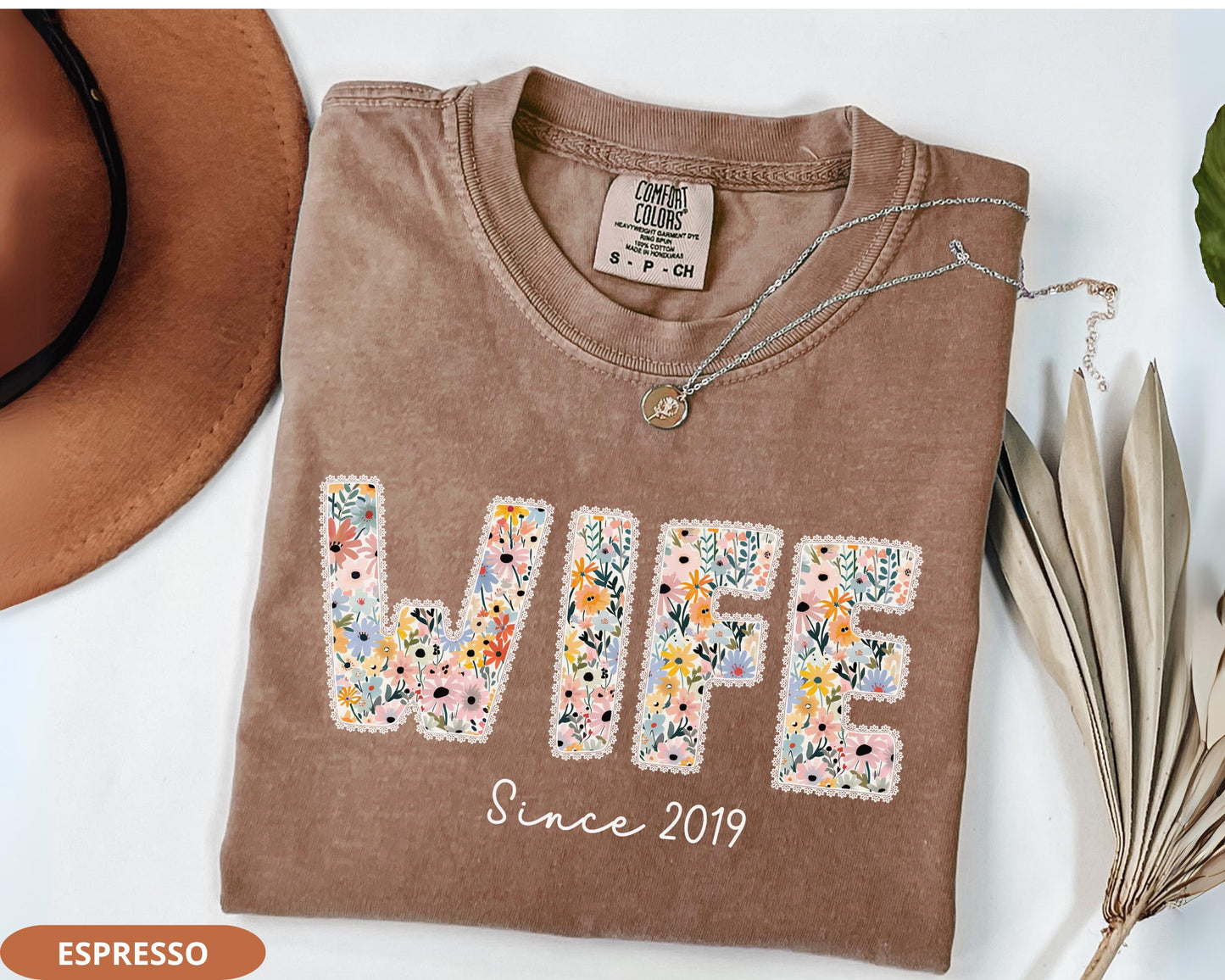 Comfort Colors Floral Wifey Shirt | Personalized Married Life Tee | Anniversary Gift For Wife