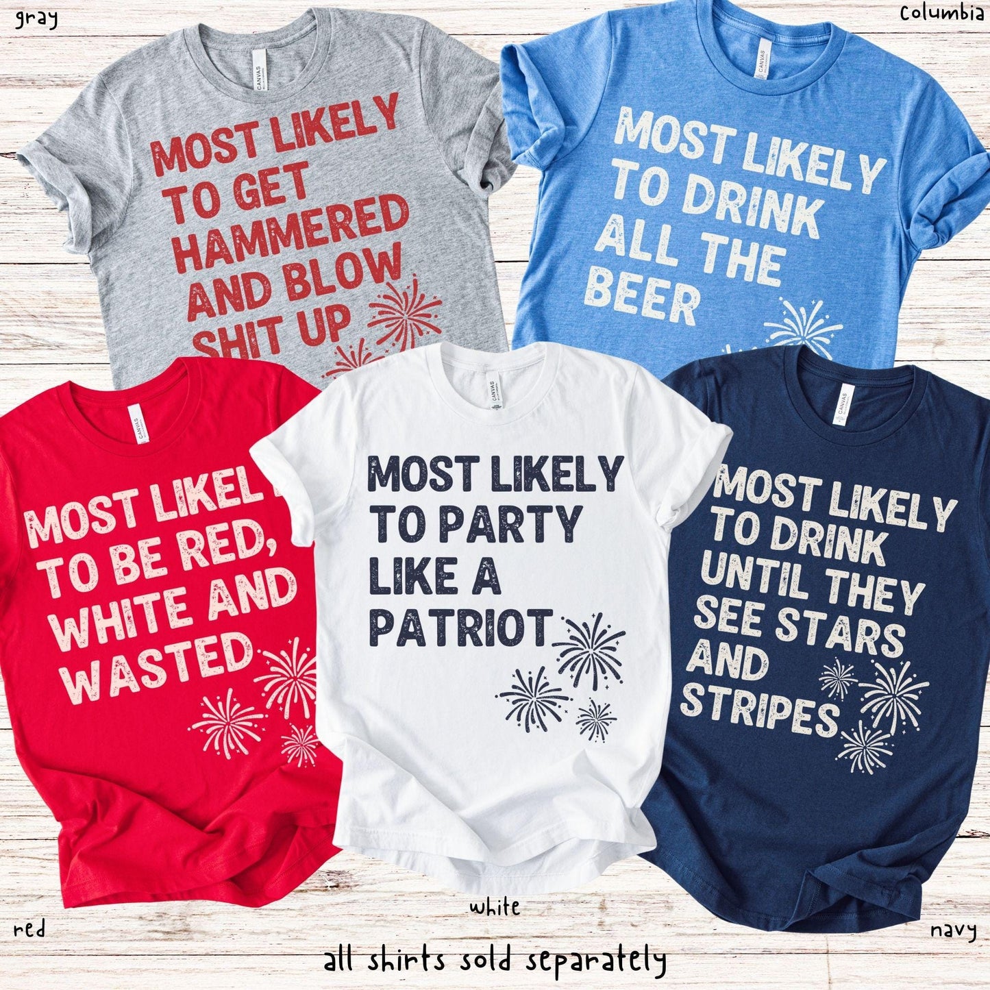 Family 4th of July Most Likely To Shirts, Matching USA 250th Anniversary Tee, Custom Fourth of July Independence Day Patriotic Group T-Shirt
