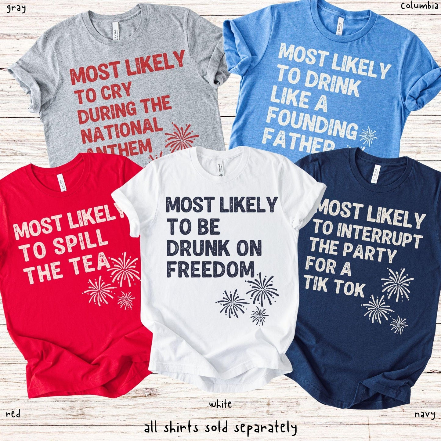 Family 4th of July Most Likely To Shirts, Matching USA 250th Anniversary Tee, Custom Fourth of July Independence Day Patriotic Group T-Shirt