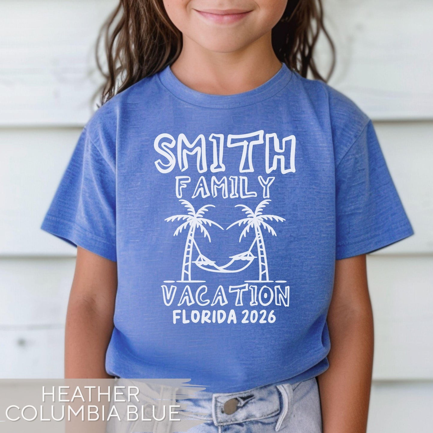 Personalized Family Vacation Shirts: Comfort Colors Custom Matching Family Trip Tshirts, Family Spring Break Monochrome Blue Group Tees