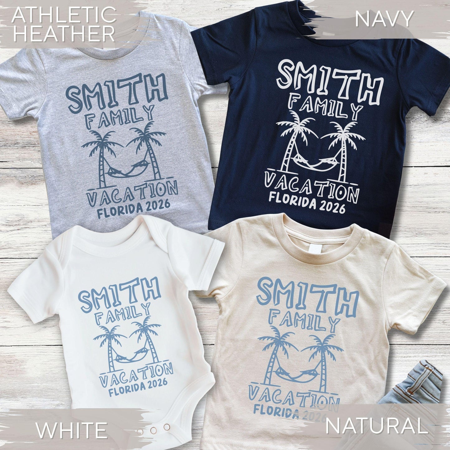 Personalized Family Vacation Shirts: Comfort Colors Custom Matching Family Trip Tshirts, Family Spring Break Monochrome Blue Group Tees