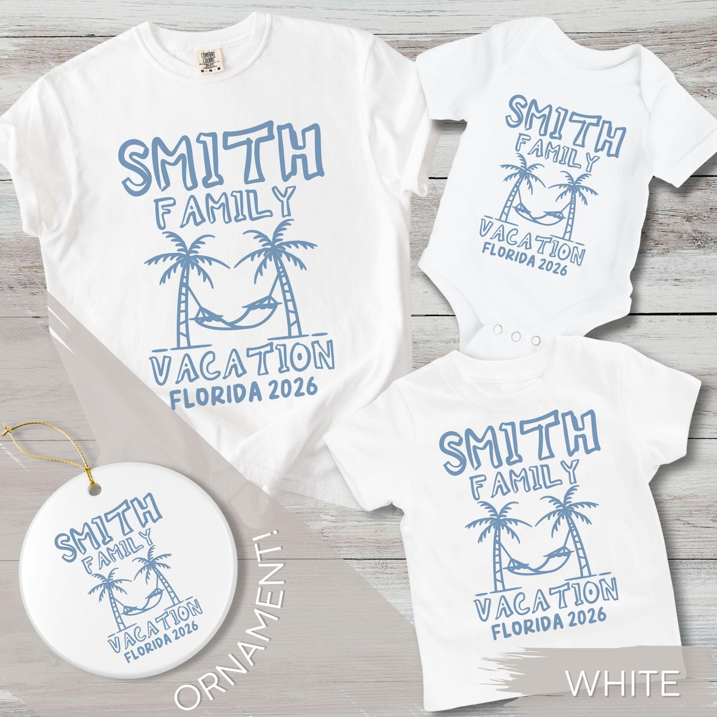 Personalized Family Vacation Shirts: Comfort Colors Custom Matching Family Trip Tshirts, Family Spring Break Monochrome Blue Group Tees