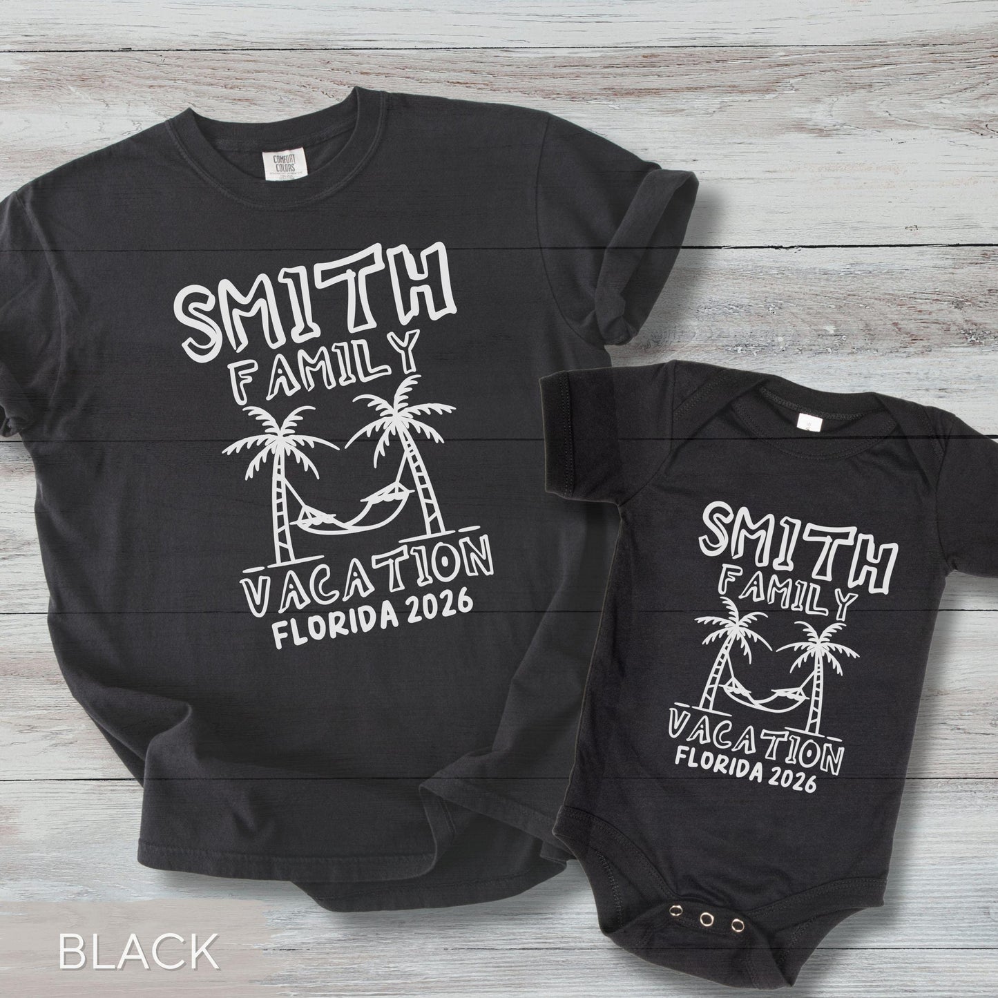 Personalized Family Vacation Shirts: Comfort Colors Custom Matching Family Trip Tshirts, Family Spring Break Monochrome Blue Group Tees
