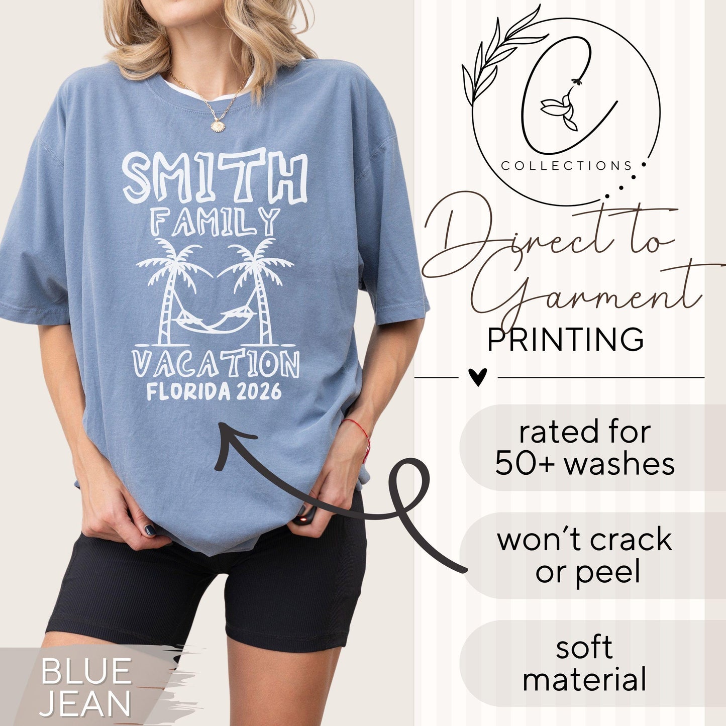Personalized Family Vacation Shirts: Comfort Colors Custom Matching Family Trip Tshirts, Family Spring Break Monochrome Blue Group Tees