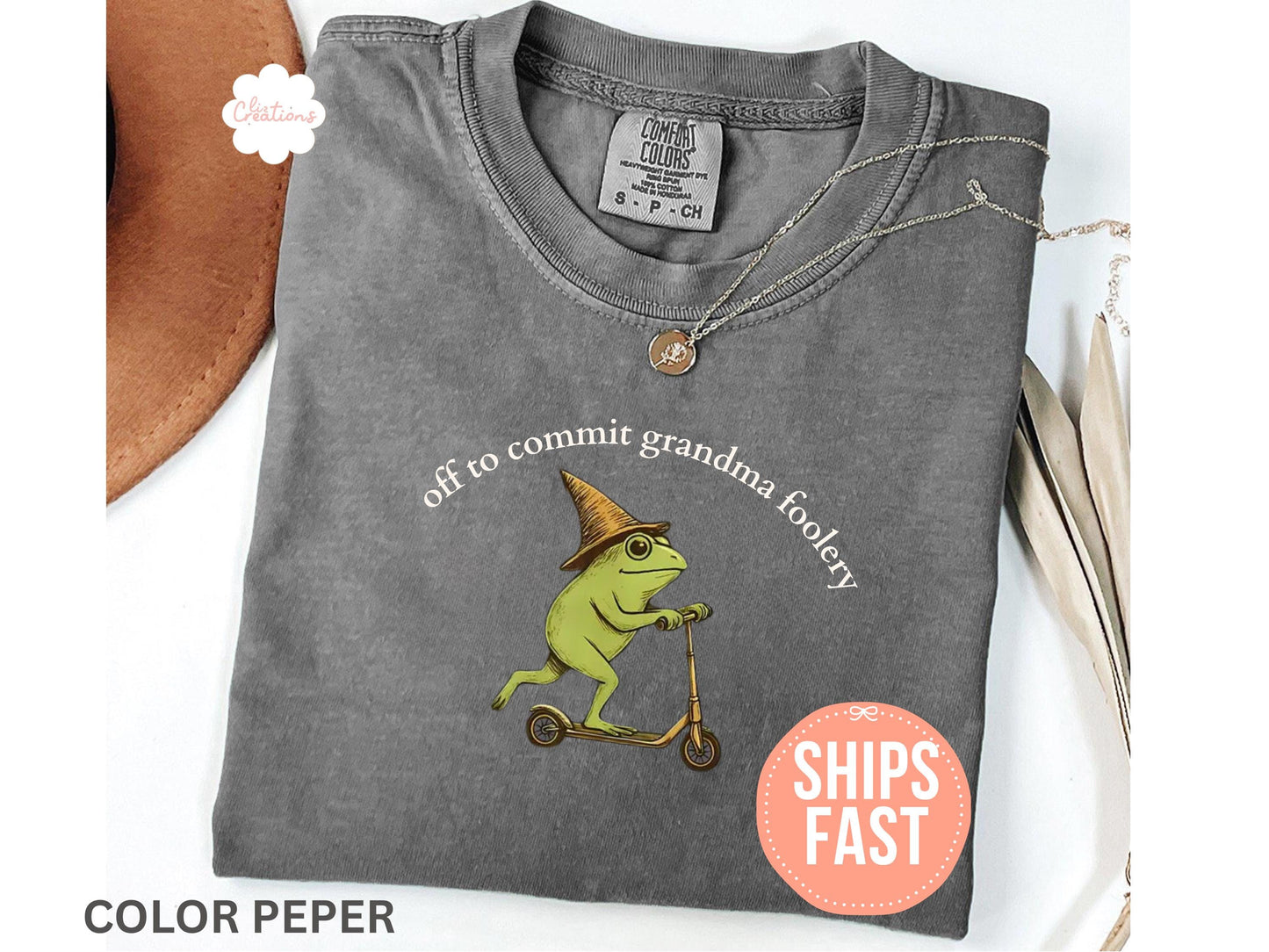 Comfort Colors® Grandma Frog Shirt, Off to Commit Grandma Foolery T-shirt, Funny Frog Scooter Gift For Grandma, Funny Grandma Tee