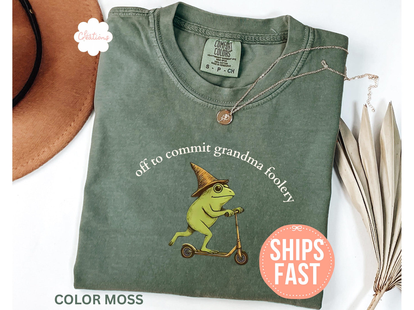 Comfort Colors® Grandma Frog Shirt, Off to Commit Grandma Foolery T-shirt, Funny Frog Scooter Gift For Grandma, Funny Grandma Tee