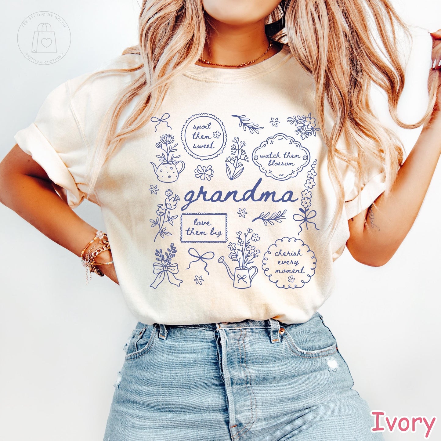 Comfort Colors® Floral Grandma Shirt, Mothers Day Gift for Grandmother, Cute Grandma Tee
