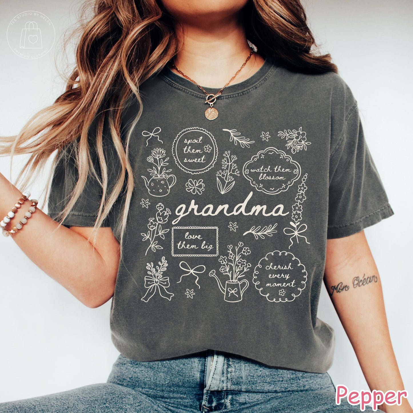 Comfort Colors® Floral Grandma Shirt, Mothers Day Gift for Grandmother, Cute Grandma Tee