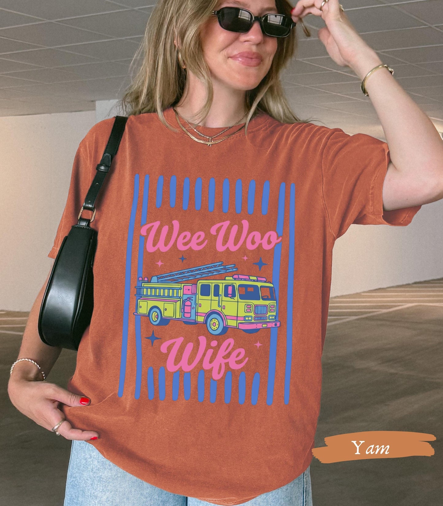 Wee Woo Wife Shirt | Firefighter Wife Comfort Colors Tee | Fire Truck Graphic Fire Wife Gift