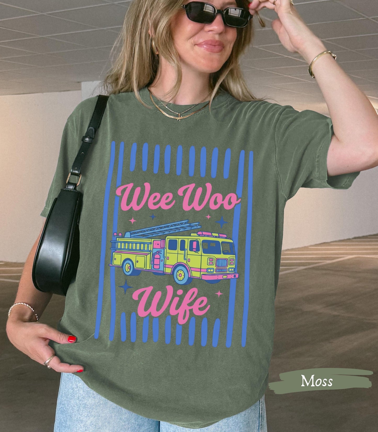 Wee Woo Wife Shirt | Firefighter Wife Comfort Colors Tee | Fire Truck Graphic Fire Wife Gift