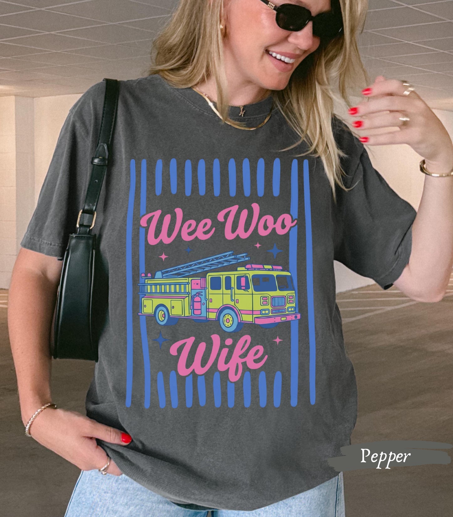 Wee Woo Wife Shirt | Firefighter Wife Comfort Colors Tee | Fire Truck Graphic Fire Wife Gift
