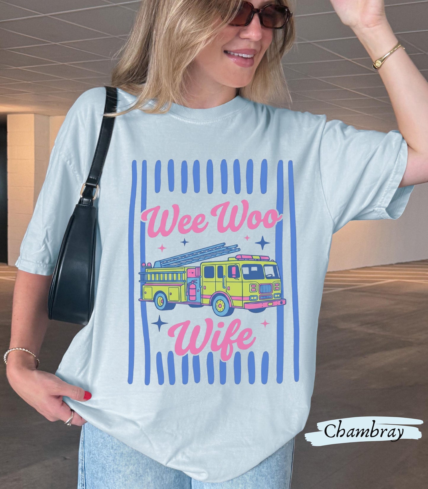 Wee Woo Wife Shirt | Firefighter Wife Comfort Colors Tee | Fire Truck Graphic Fire Wife Gift