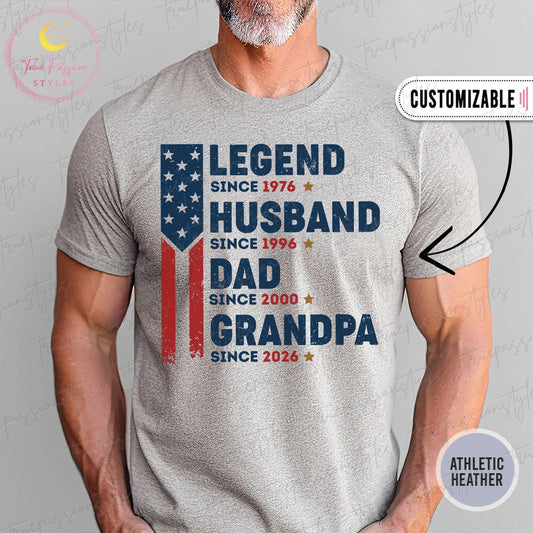 Personalized Legend Husband Dad Grandpa Shirt | Patriotic Grandfather Tee | Fathers Day Gift