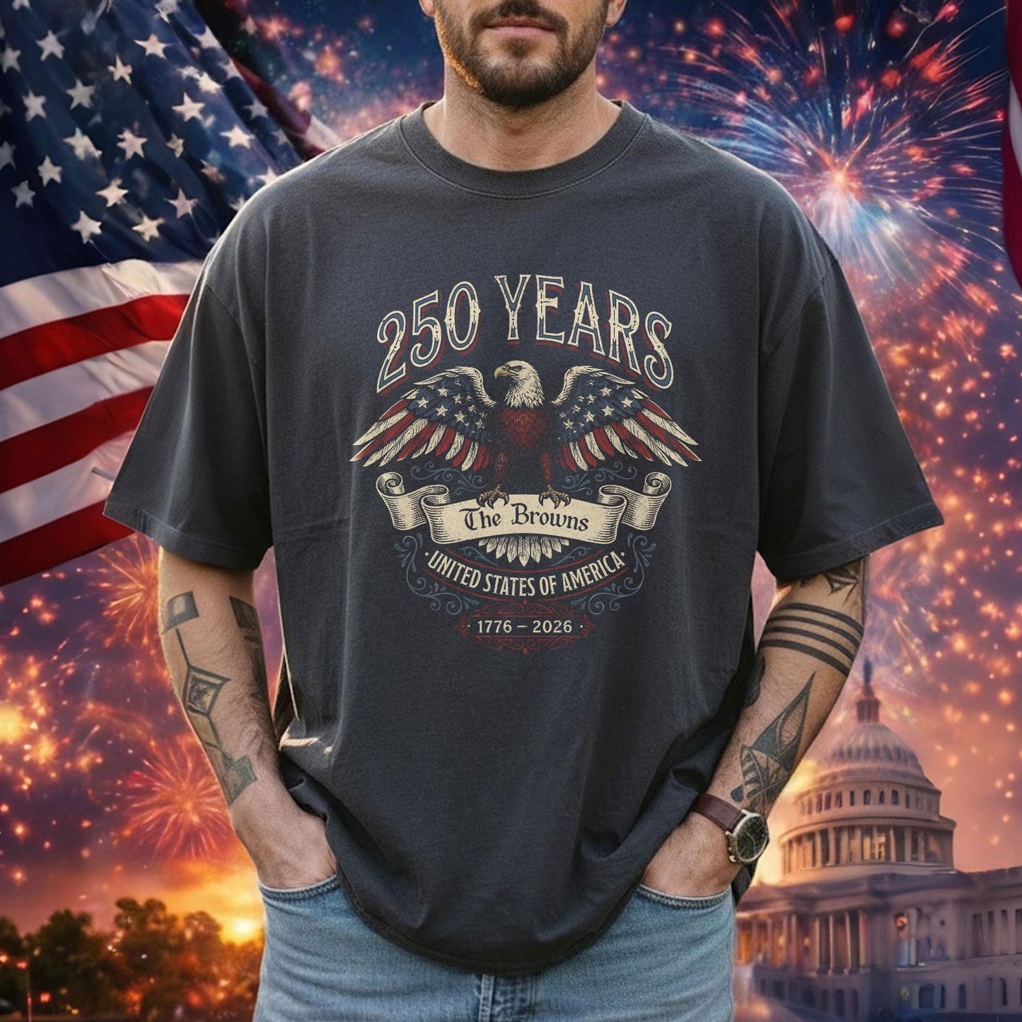 Custom Family Name 250 Years Of United States Shirt | We The People 1776 2026 Tee | Patriotic 4th Of July Gift