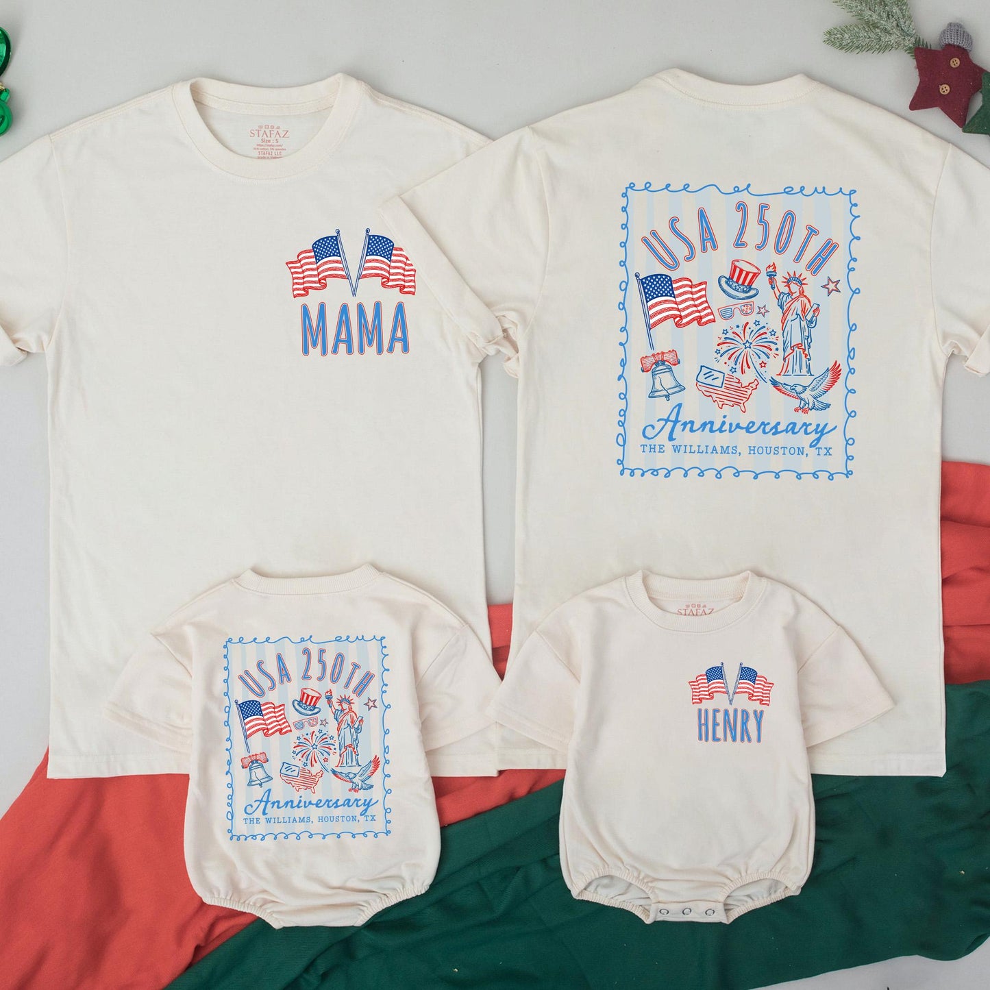 USA 250th Anniversary Front And Back Shirt | Personalized 4th Of July Flag Outfits | Matching Family Tee