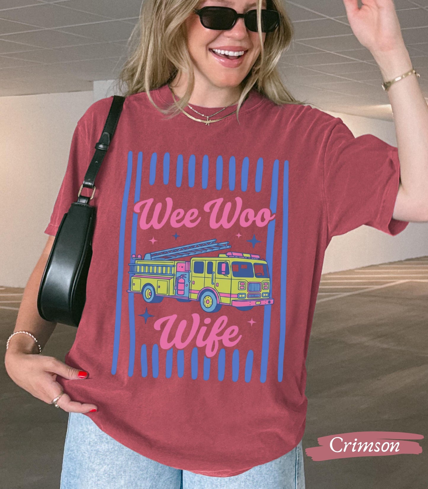 Wee Woo Wife Shirt | Firefighter Wife Comfort Colors Tee | Fire Truck Graphic Fire Wife Gift