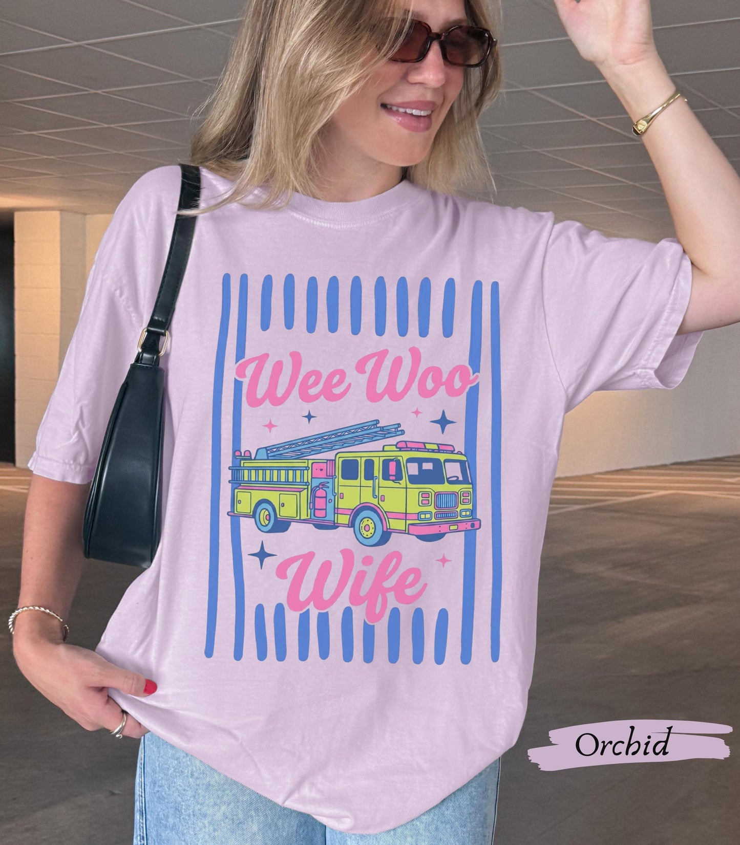 Wee Woo Wife Shirt | Firefighter Wife Comfort Colors Tee | Fire Truck Graphic Fire Wife Gift