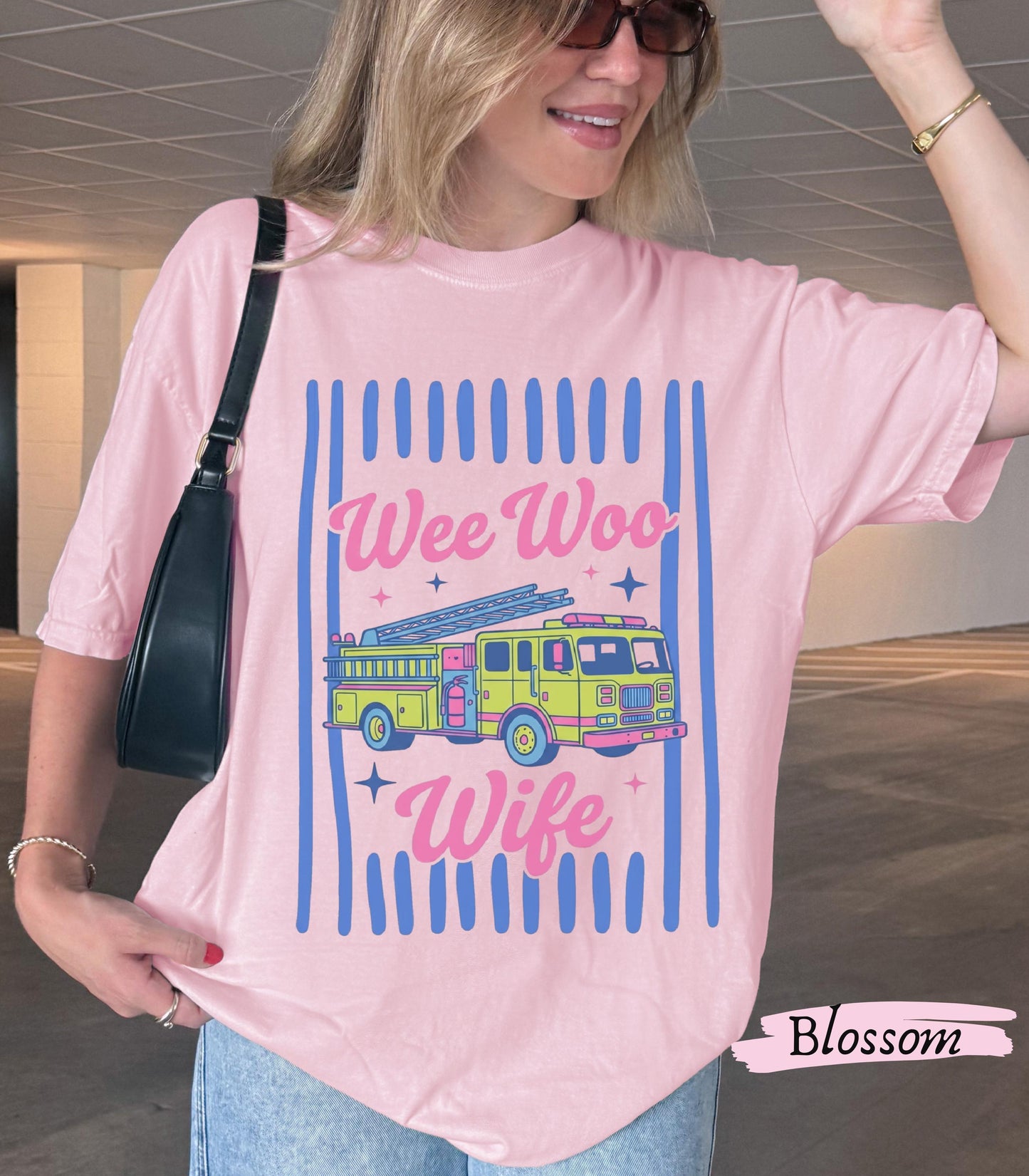 Wee Woo Wife Shirt | Firefighter Wife Comfort Colors Tee | Fire Truck Graphic Fire Wife Gift