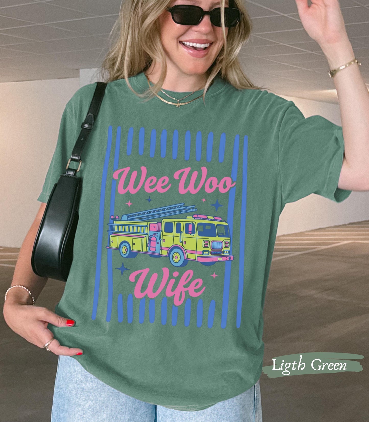 Wee Woo Wife Shirt | Firefighter Wife Comfort Colors Tee | Fire Truck Graphic Fire Wife Gift
