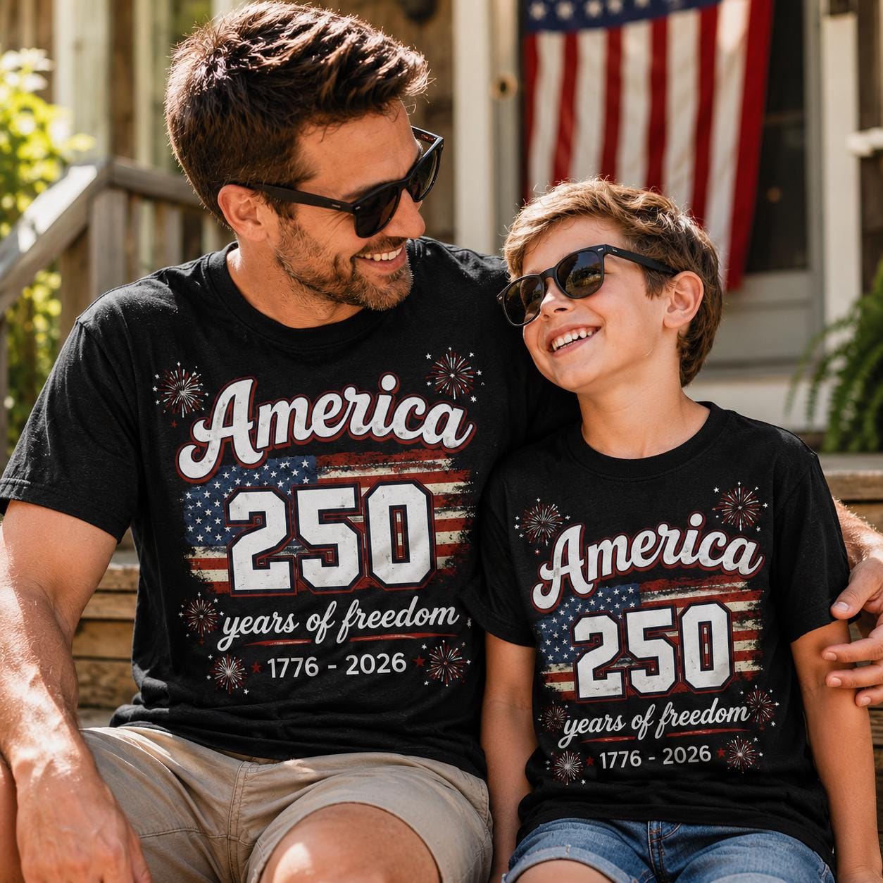 America 250 Shirt | Matching Father Son 4th Of July Tees | USA 1776 To 2026 Family Top
